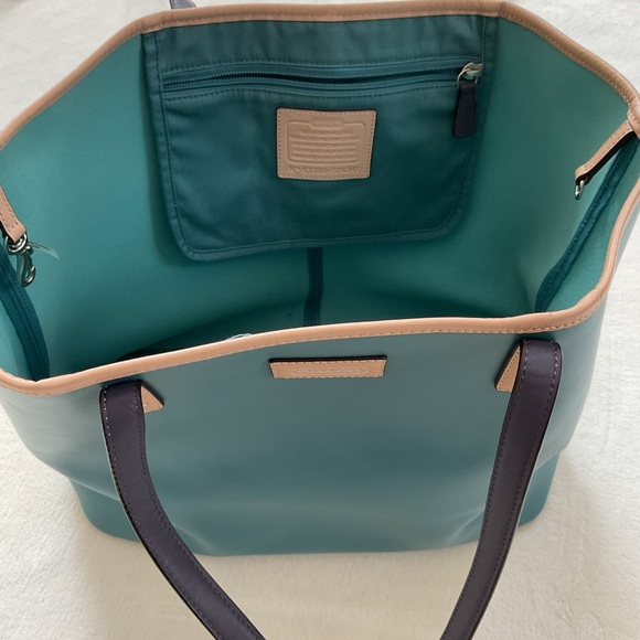 Coach Park Metro Tote Bag Saffiano Leather F24341 Dark Teal - Picture 7 of 16